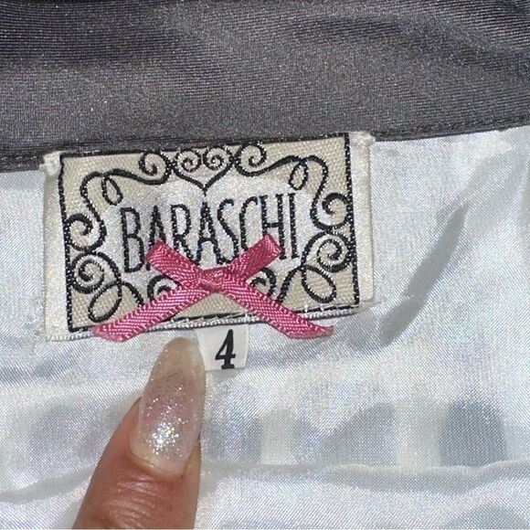 Anthropologie Baraschi Skirt Womes 4 Gray Silk Abstract Block Office Boho Career - Picture 3 of 7